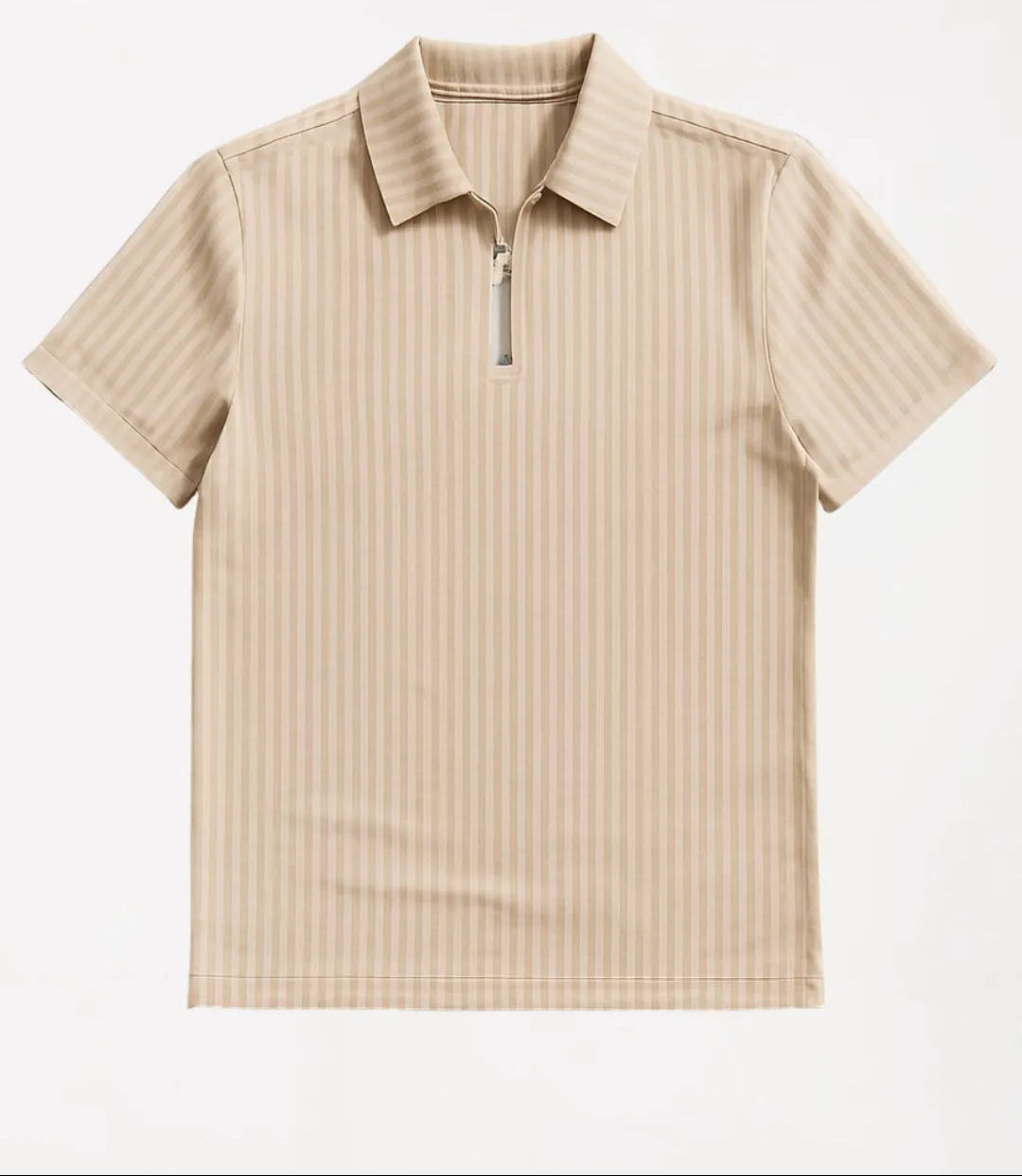Polo côtelé à manches courtes et demi-zip
