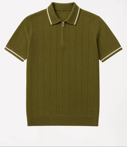 Polo Meio Zíper Texturizada